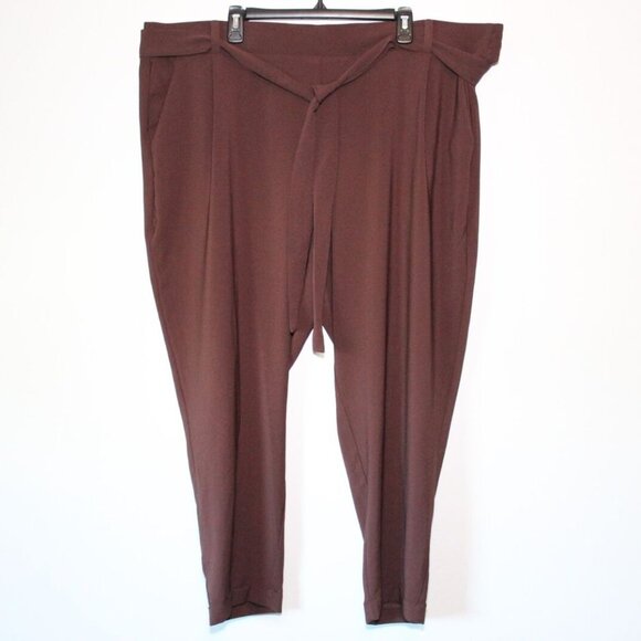 NWT Torrid Raisin Brown Crepe Self Tie Tapered Pant Plus Size 4 4X H13554 - Picture 2 of 11